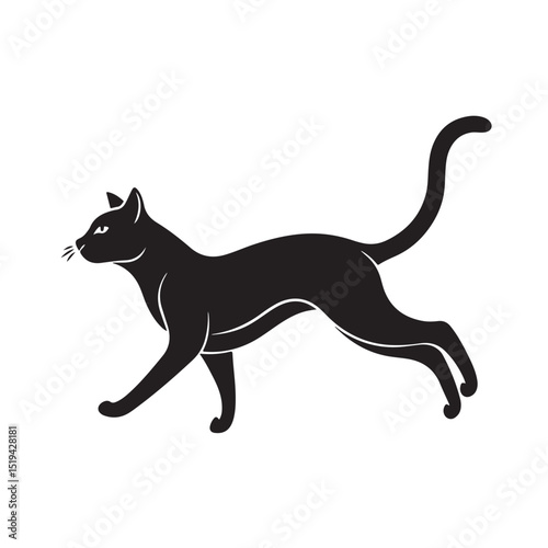 Graceful Black Cat Logo Design for Modern Elegant Brand Identity