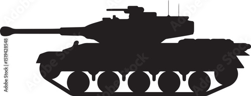Powerful Black Silhouette of a Military Tank for Army and Combat Designs