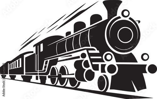 Dynamic Steam Locomotive Train Illustration with Classic Vintage Design for Transportation Enthusiasts