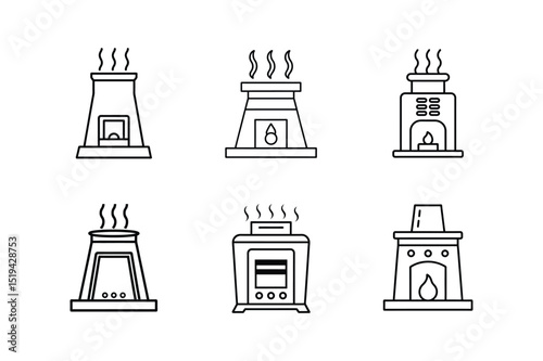 furnace icon line art vector illustration