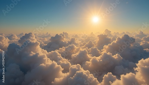 Sunny Sky Background with White Clouds for Bright and Cheerful Designs