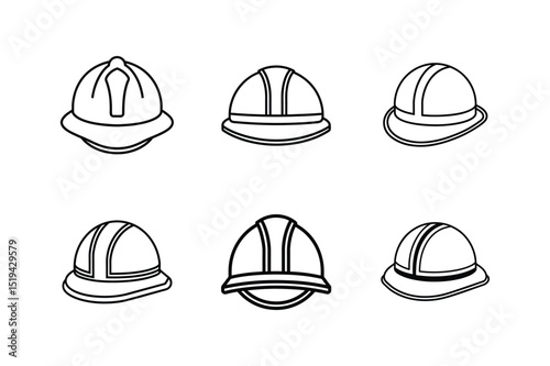 hard hat line art vector illustration