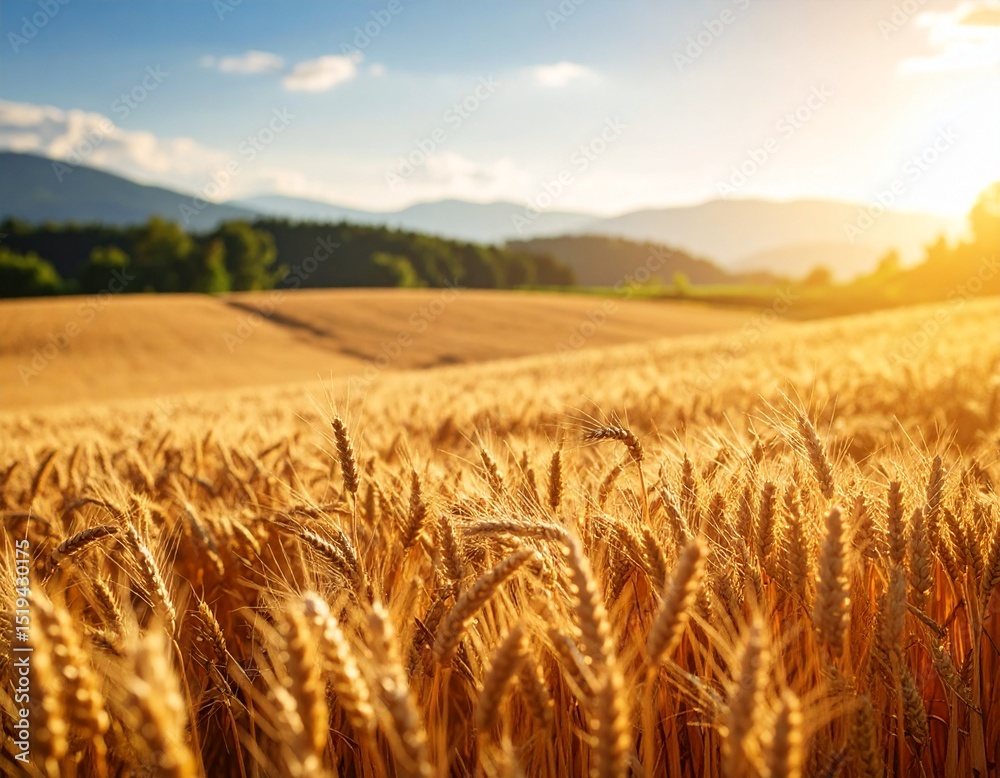 Obraz premium golden wheat field swaying gently in the summer wind