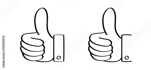 Cartoon thumbs up. Do and Don't or like and dislike symbols. Yes and no button with thumbs up and thumbs down. Gesture hand drawn