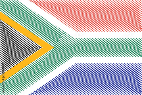 South Africa Freedom Day April 27. Scribble style South Africa flag vector background. Poster, card, banner.