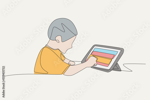 Colored speech generating devices concept one-line drawing