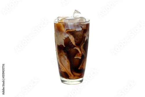 Mocha ice coffee serving on white background and isolate style.