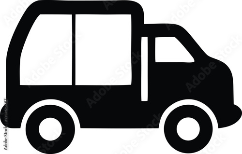 Simple black silhouette illustration of a delivery truck