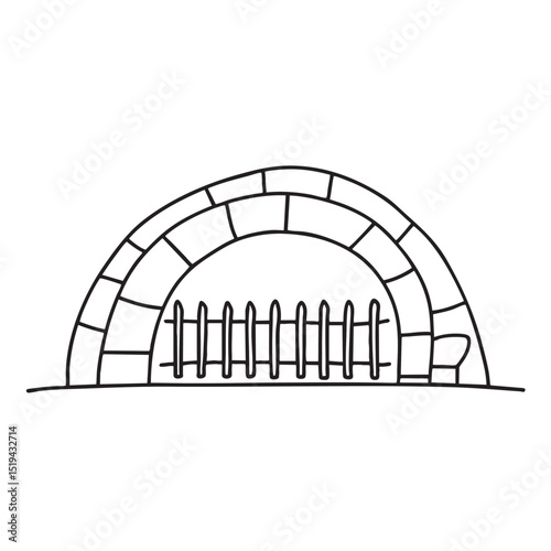 A wooden fence placed in front of a tunnel
