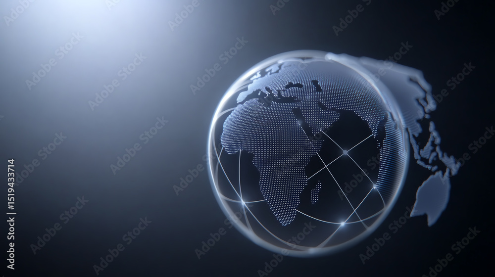Fototapeta premium A futuristic globe symbolizing global connectivity through technology, enhanced by digital networks and illuminated elements.