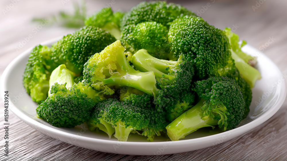 Delicious broccoli on a white plate Delicious broccoli on a white plate