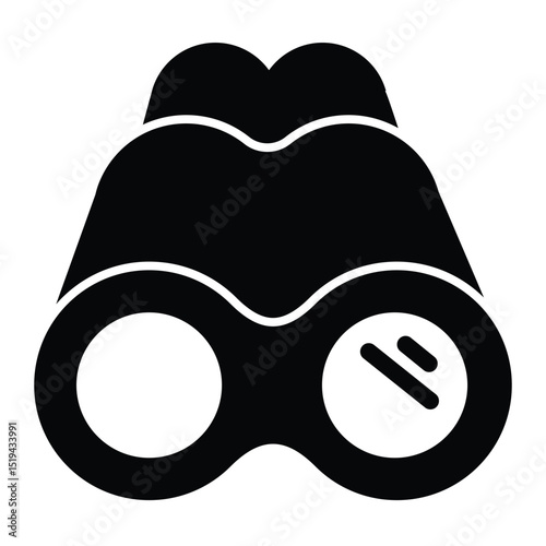 Binoculars solid icon, marine navigation concept. Vector graphics. Magnifying lens glass, spyglass tool sign on white background, style mobile or design.
