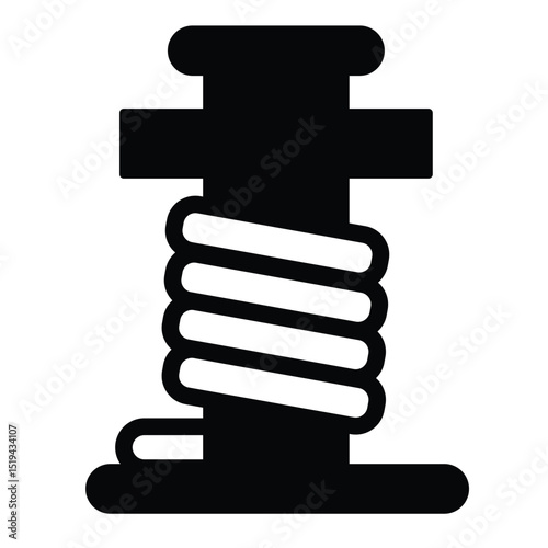 Ship mooring pillar solid icon, marine port concept. Vector graphics. Pipe pole with rope sign on white background, style mobile or design.
