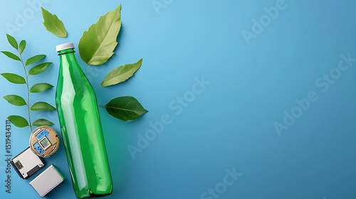 Sustainable living action urban environment eco-friendly beverage modern lifestyle top view green choices