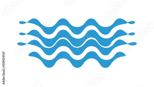 Blue wave pattern design representing water movement in a simplified artistic style