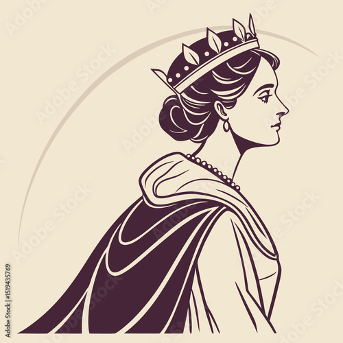 An elegant fashion illustration of a woman in a flowing dress, showcasing her beauty and unique style