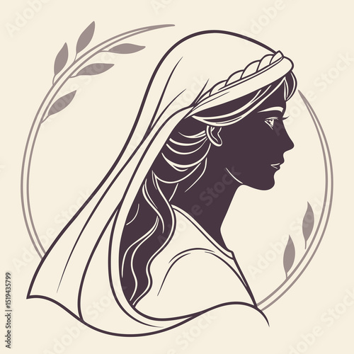 Beautiful woman with long flowing hair, a stylized vector illustration of a glamorous fashion model's profile