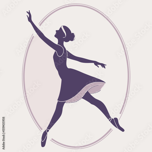 A graceful silhouette of a woman ballet dancer in an action jump vector illustration