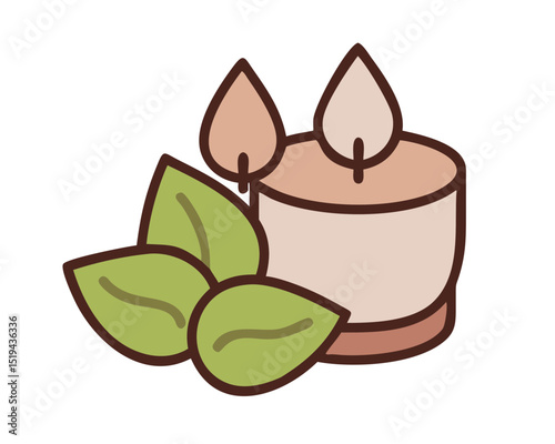 Decorative candle with leaves showcasing a serene atmosphere for relaxation and mindfulness