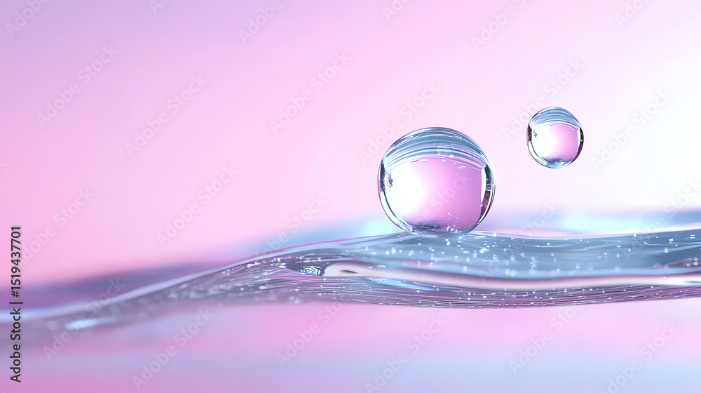Delicate water droplets rest on a serene surface, reflecting soft pastel colors, creating a calming and tranquil visual effect. Delicate water droplets rest on a serene surface, reflecting soft pastel colors, creating a calming and tranquil visual effect.