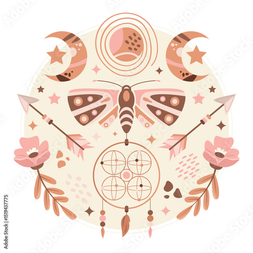 Bohemian Abstract Nature Elements Composition