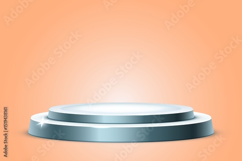 3D silver Podium Display on pink Background for Product Presentation Display or Award Ceremony