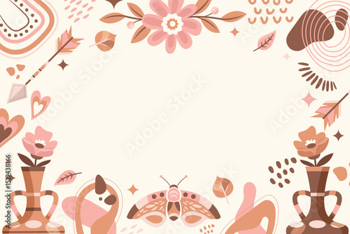 Boho Abstract Nature Elements Background