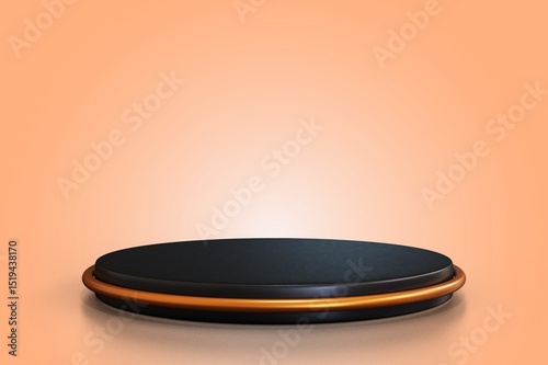 3D black Podium Display on pink Background for Product Presentation Display or Award Ceremony