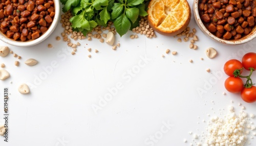 serve up a classic brazilian dish with this image of feijoada against a clean white background, the subject is positioned at the top for easy branding and marketing
