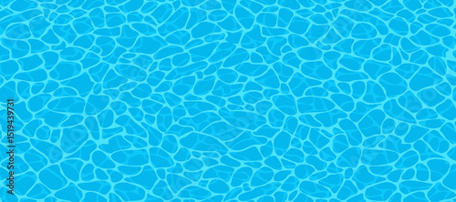 Cartoon vector of a blue swimming pool background in long banner format. Vector illustration for summer, water and vacation design template