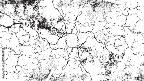 Fine cracks in the coating on the metal surface, Crackle paint overlay. Vector grunge texture Crackle paint overlay. Cracked barren desert earth on transparent background