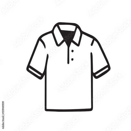 Simple black line drawing of a polo shirt