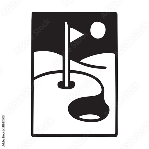 Golf hole with flag