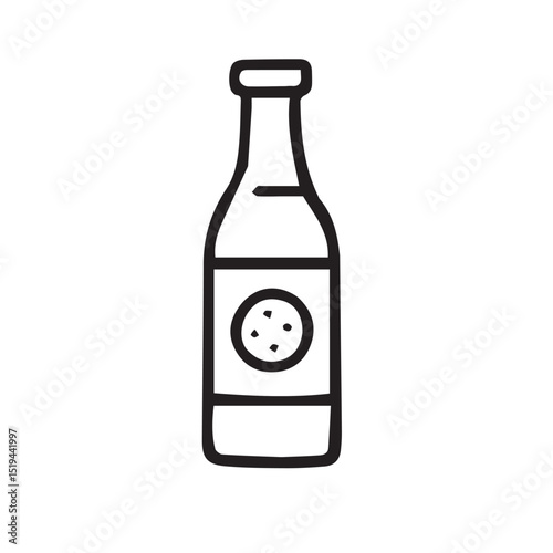 Outline drawing of a bottle with a label