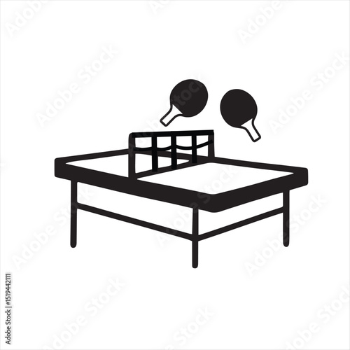 Simple black and white table tennis table graphic