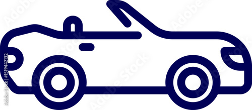 Car vector illustration. Convertible Car outline. Passenger car line art vector. Red cabriolet cartoon vector illustration. Fashionable summer car without roof flat color object.