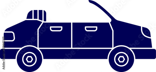Car vector illustration. Convertible Car silhouette vector. Passenger car. Red cabriolet cartoon vector illustration. Fashionable summer car without roof flat color object.