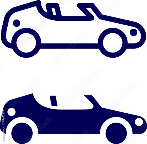 Car icon set. Vector illustration of a car. Convertible Car icon set. Passenger car vector set. 