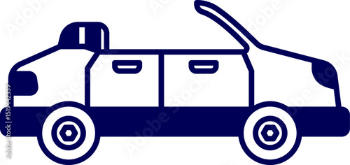 Car vector illustration. Convertible Car outline. Passenger car line art vector. Red cabriolet cartoon vector illustration. Fashionable summer car without roof flat color object.