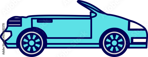 Car vector illustration. Convertible Car colorful vector. Passenger car. Red cabriolet cartoon vector illustration. Fashionable summer car without roof flat color object.
