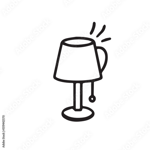 Simple black outline drawing of a table lamp