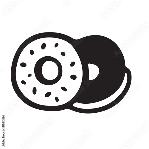 Two black and white donuts stacked