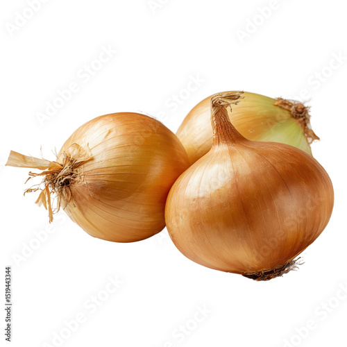 Wallpaper Mural Three whole yellow onions with dry outer skins and root ends visible. Torontodigital.ca