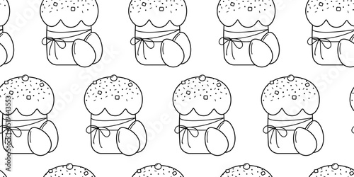 Handdrawn Easter Cupcake and Eggs Minimalist Seamless Pattern Easter Greeting coloring Backdrop idea