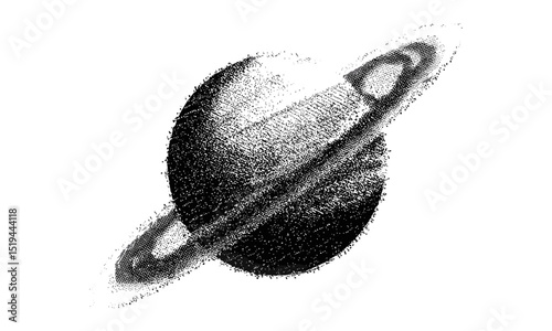 Planet with halftone stipple effect, grunge punk y2k collage design, experimental dotted retro banner, vector illustration in grainy photocopy texture, retro style artwork, halftone patterns.