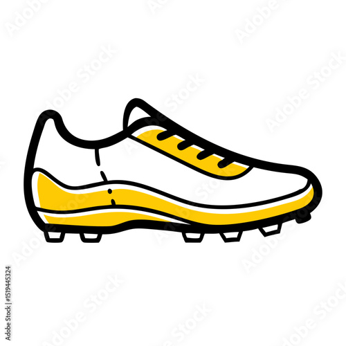 Soccer cleat designed for performance with a white and yellow color scheme in a minimalist style