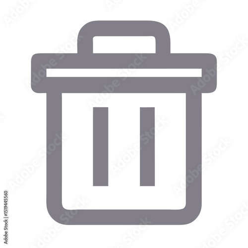 Simple gray trash can icon against a white background used for waste disposal indication
