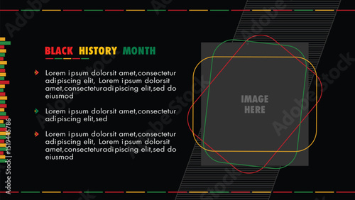 Black history month concept layout, black history month presentation template design layout with black theme in vector illustration creative style.