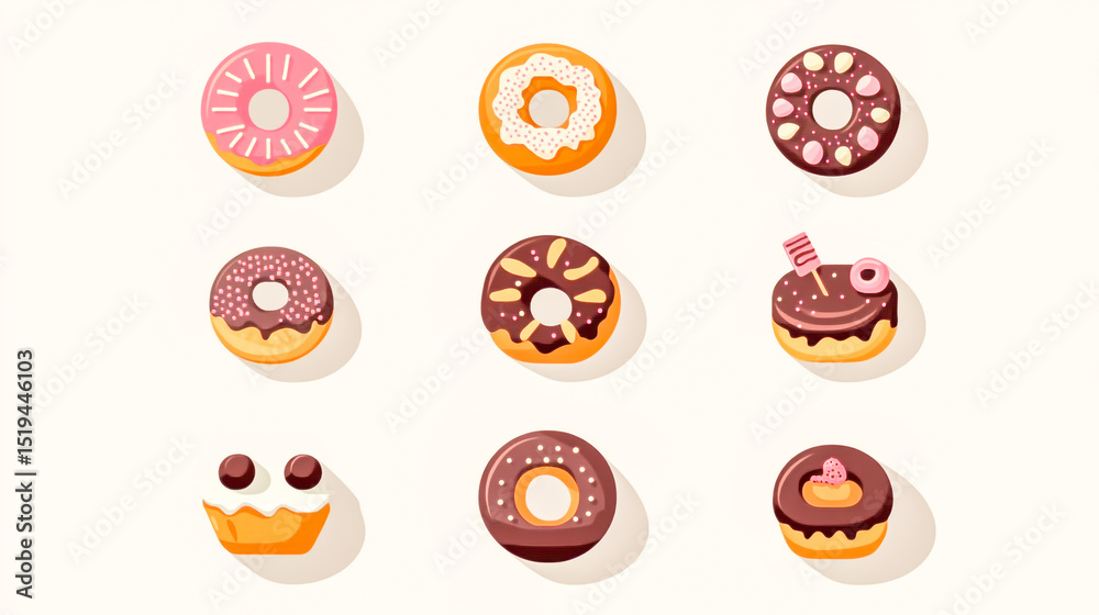 Flat Donut Graphic Icon - Simple Bakery Illustration for Design Use Flat Donut Graphic Icon - Simple Bakery Illustration for Design Use