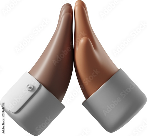 Dark brown skin hand giving high five to tanned skin hand